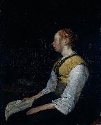 Gerard ter Borch the Younger Seated girl in peasant costume, probably Gesina (1631-90), the painter's half-sister. Sweden oil painting artist